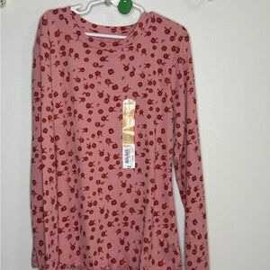 Pink Long Sleeve Fitted Shirt with Floral Print